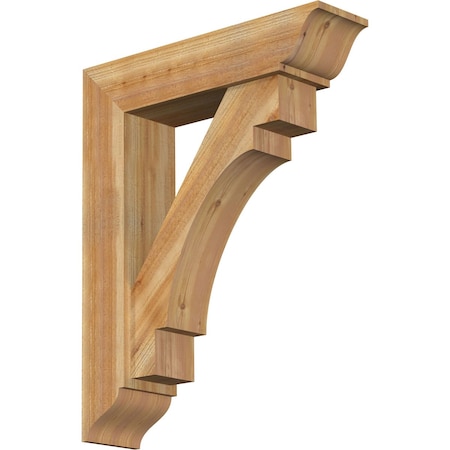 Ekena Millwork Merced Traditional Rough Sawn Bracket w/ Offset Brace, Western Red Cedar, 8"W x 32"D x 40"H BKT0806X32X40MRC01RWR